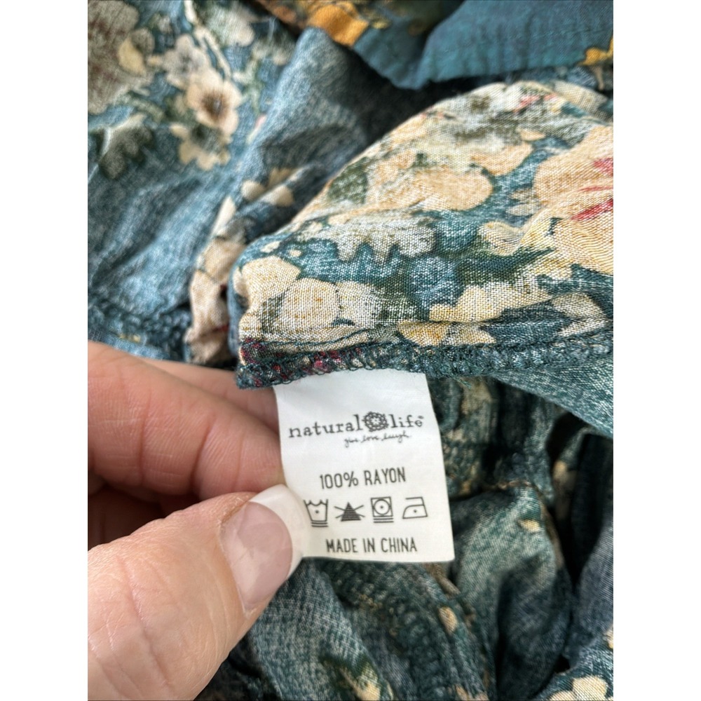 Natural Life Rebecca Midi Dress Rayon Floral Flowy Button Tiered Sz XL Boho - Picture 9 of 10